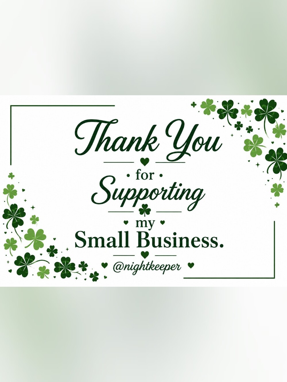 Handmade Shamrock 50 Count Business Thank You Cards